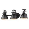 Duncan 3-Light Black Bath Light with Matte Black Shade by Golden Lighting -Golden Lighting Shop matte black with matte black shade golden lighting vanity lighting 3602 ba3 blk blk 64 1000
