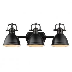 Duncan 3-Light Black Bath Light with Matte Black Shade by Golden Lighting 9 Duncan 3-Light Black Bath Light with Matte Black Shade by Golden Lighting -Golden Lighting Shop matte black with matte black shade golden lighting vanity lighting 3602 ba3 blk blk c3 1000