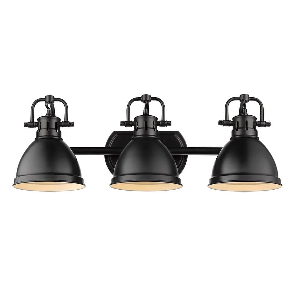 Duncan 3-Light Black Bath Light with Matte Black Shade by Golden Lighting 5 Duncan 3-Light Black Bath Light with Matte Black Shade by Golden Lighting - Image 3