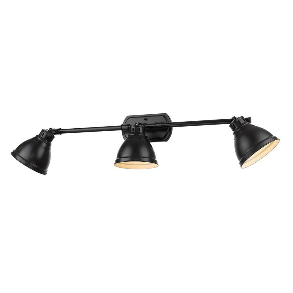Duncan 4.5 in. 3-Light Black with Matte Black Shades Bath Vanity Light by Golden Lighting 3 Duncan 4.5 in. 3-Light Black with Matte Black Shades Bath Vanity Light by Golden Lighting