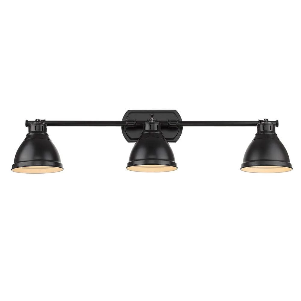 Duncan 4.5 in. 3-Light Black with Matte Black Shades Bath Vanity Light by Golden Lighting 4 Duncan 4.5 in. 3-Light Black with Matte Black Shades Bath Vanity Light by Golden Lighting - Image 2