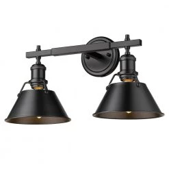 Orwell 4.875 in. 2-Light Black Vanity Light with Black Shade by Golden Lighting 9 Orwell 4.875 in. 2-Light Black Vanity Light with Black Shade by Golden Lighting -Golden Lighting Shop matte black with matte black shades golden lighting vanity lighting 3306 ba2 blk blk 4f 1000