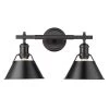 Orwell 4.875 in. 2-Light Black Vanity Light with Black Shade by Golden Lighting 1 Orwell 4.875 in. 2-Light Black Vanity Light with Black Shade by Golden Lighting -Golden Lighting Shop matte black with matte black shades golden lighting vanity lighting 3306 ba2 blk blk 64 1000