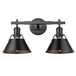 Orwell 4.875 in. 2-Light Black Vanity Light with Black Shade by Golden Lighting 8 Orwell 4.875 in. 2-Light Black Vanity Light with Black Shade by Golden Lighting -Golden Lighting Shop matte black with matte black shades golden lighting vanity lighting 3306 ba2 blk blk c3 1000