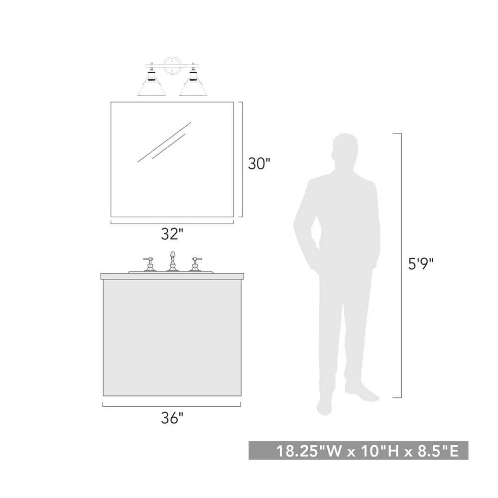 Orwell 4.875 in. 2-Light Black Vanity Light with Black Shade by Golden Lighting 4 Orwell 4.875 in. 2-Light Black Vanity Light with Black Shade by Golden Lighting - Image 2