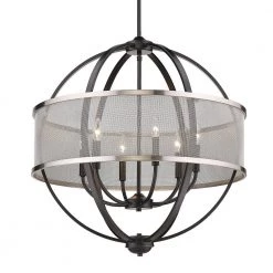 Colson 6-Light Matte Black Globe Chandelier by Golden Lighting 8 Colson 6-Light Matte Black Globe Chandelier by Golden Lighting -Golden Lighting Shop matte black with pewter golden lighting chandeliers 3167 6 blk pw 4f 1000