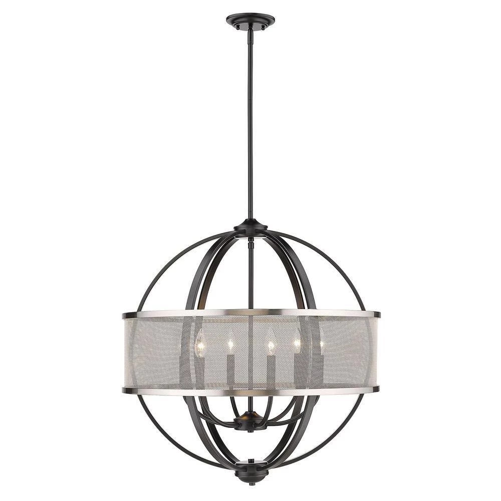 Colson 6-Light Matte Black Globe Chandelier by Golden Lighting 4 Colson 6-Light Matte Black Globe Chandelier by Golden Lighting - Image 2