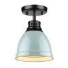 Duncan Collection 1-Light Black Flush Mount with Seafoam Shade by Golden Lighting 1 Duncan Collection 1-Light Black Flush Mount with Seafoam Shade by Golden Lighting -Golden Lighting Shop matte black with sea foam shade golden lighting flush mount lights 3602 fm blk sf 64 1000
