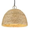 Duncan Rue 5-Light Matte Black Woven Sweet Grass Pendant with Other Shade by Golden Lighting