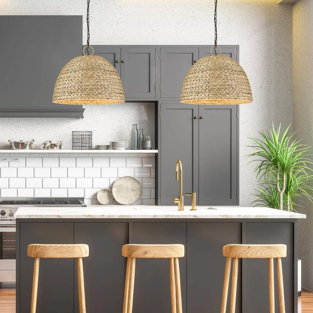 Duncan Rue 5-Light Matte Black Woven Sweet Grass Pendant with Other Shade by Golden Lighting 5 Duncan Rue 5-Light Matte Black Woven Sweet Grass Pendant with Other Shade by Golden Lighting - Image 3