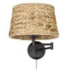Eleanor 1-Light Matte Black Woven Sweet Grass Articulating Wall Sconce by Golden Lighting