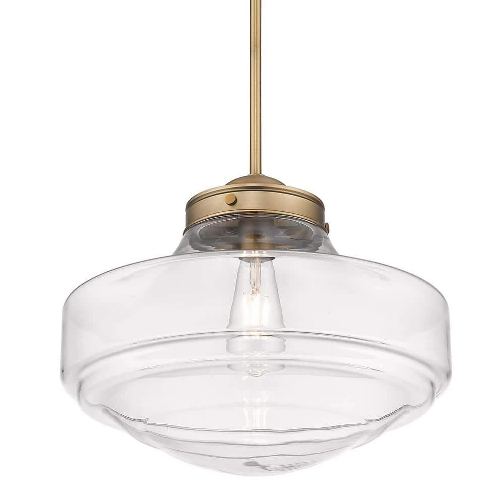 Ingalls 1-Light Modern Brass Clear Glass Standard Pendant Light by Golden Lighting 5 Ingalls 1-Light Modern Brass Clear Glass Standard Pendant Light by Golden Lighting - Image 3
