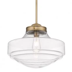 Ingalls 1-Light Modern Brass Clear Glass Standard Pendant Light by Golden Lighting
