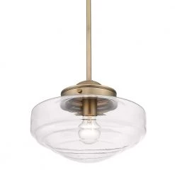 Ingalls 1-Light Modern Brass Clear Glass Standard Pendant Light by Golden Lighting -Golden Lighting Shop modern brass clear glass golden lighting chandeliers 0508 m mbs clr 4f 1000