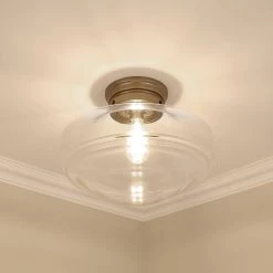 Ingalls 16.0 in. 1-Light Modern Brass Clear Glass Semi-Flush Mount by Golden Lighting -Golden Lighting Shop modern brass clear glass golden lighting flush mount lights 0508 lsf mbs clr 4f 1000