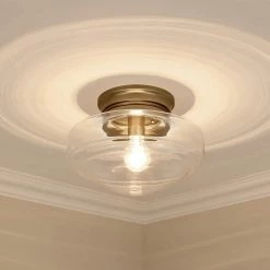 Ingalls 12.0 in. 1-Light Modern Brass Clear Glass Semi-Flush Mount by Golden Lighting 8 Ingalls 12.0 in. 1-Light Modern Brass Clear Glass Semi-Flush Mount by Golden Lighting -Golden Lighting Shop modern brass clear glass golden lighting flush mount lights 0508 sf mbs clr 4f 1000