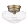 Ingalls 12.0 in. 1-Light Modern Brass Clear Glass Semi-Flush Mount by Golden Lighting