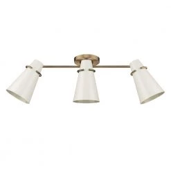 Reeva 29.125 in. 3-Light Modern Brass Semi-Flush Mount by Golden Lighting