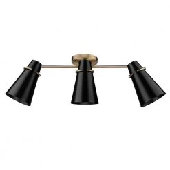 Reeva 29.125 in. 3-Light Modern Brass Semi-Flush Mount by Golden Lighting