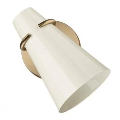 Reeva 1 Light Modern Brass Wall Sconce with Glossy Ecru Shade by Golden Lighting