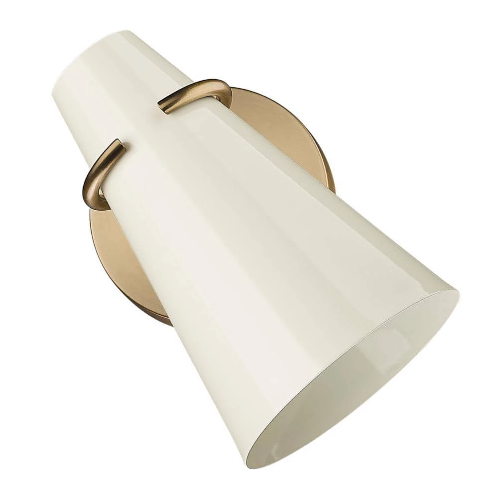 Reeva 1 Light Modern Brass Wall Sconce with Glossy Ecru Shade by Golden Lighting 4 Reeva 1 Light Modern Brass Wall Sconce with Glossy Ecru Shade by Golden Lighting - Image 2