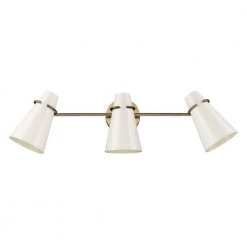 Reeva 26.125 in. 3-Light Modern Brass Vanity Light with Glossy Ecru Sade by Golden Lighting