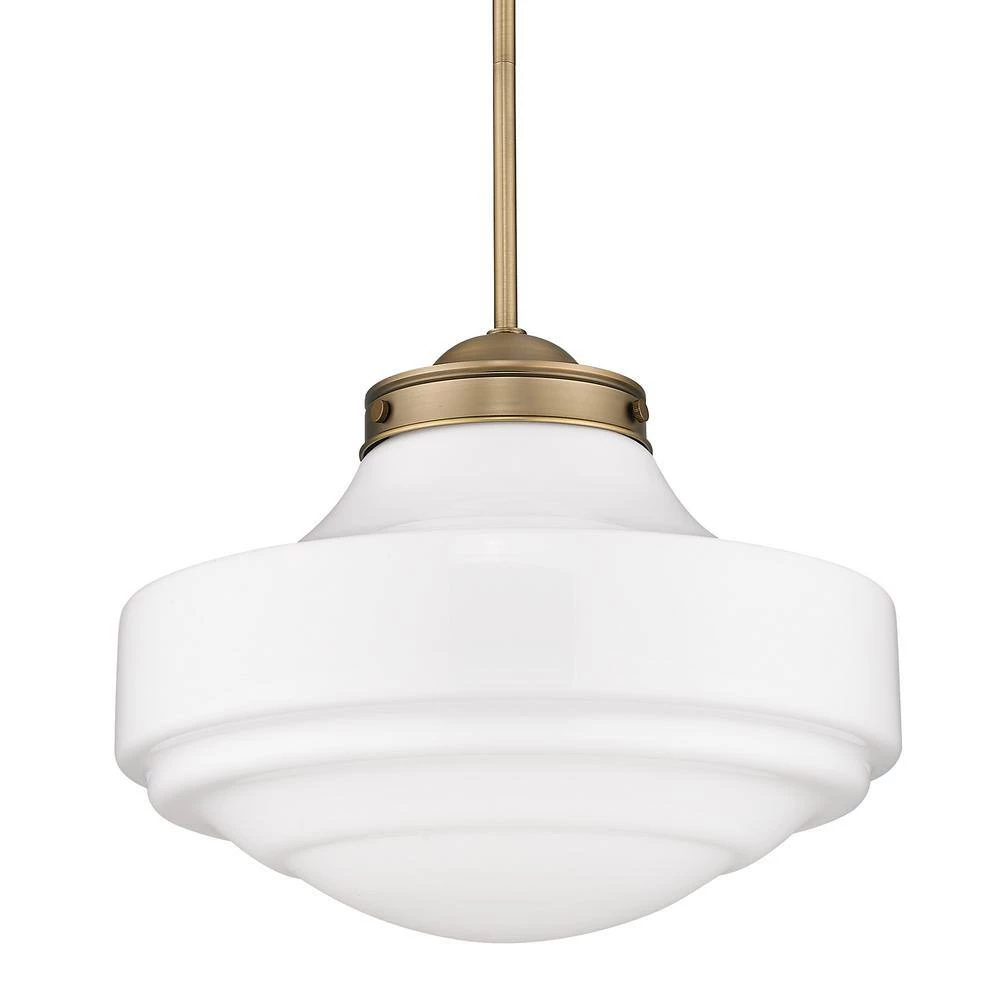 Ingalls 1-Light Modern Brass Vintage Milk Glass Standard Pendant Light by Golden Lighting 6 Ingalls 1-Light Modern Brass Vintage Milk Glass Standard Pendant Light by Golden Lighting - Image 4