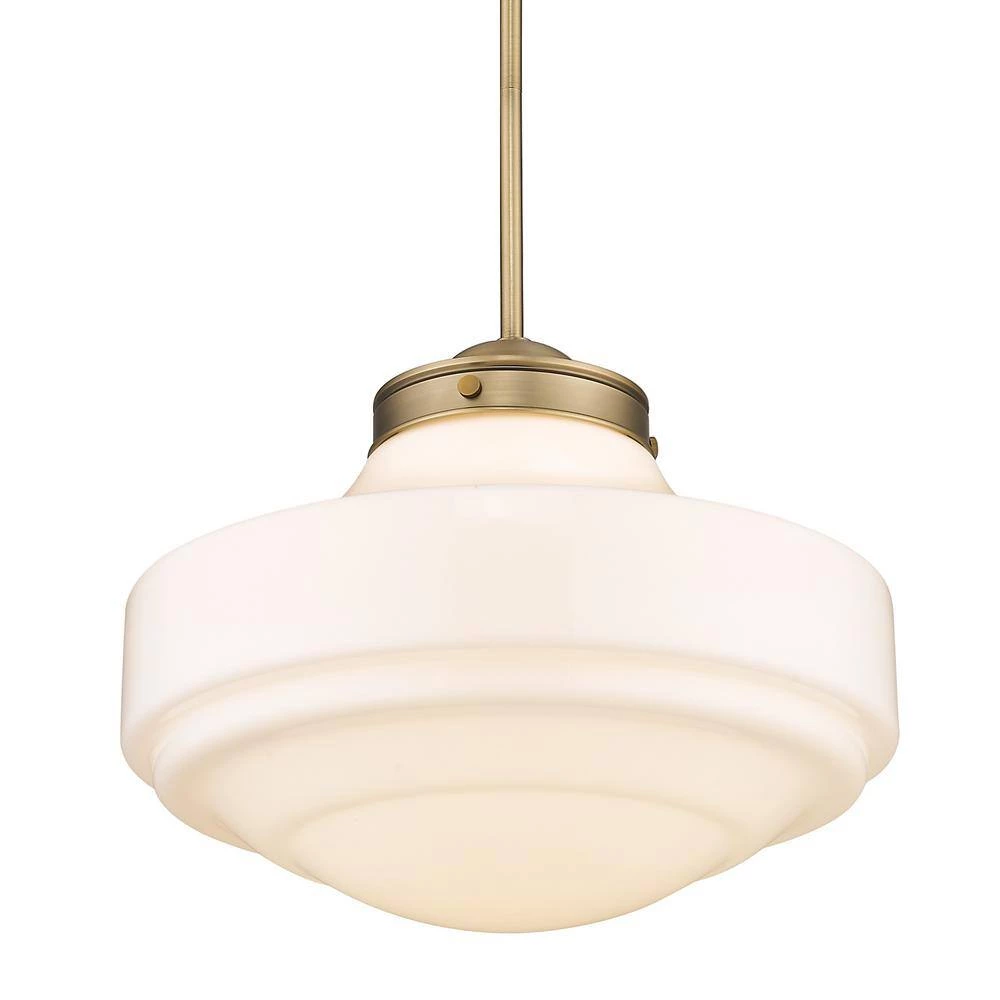 Ingalls 1-Light Modern Brass Vintage Milk Glass Standard Pendant Light by Golden Lighting 5 Ingalls 1-Light Modern Brass Vintage Milk Glass Standard Pendant Light by Golden Lighting - Image 3