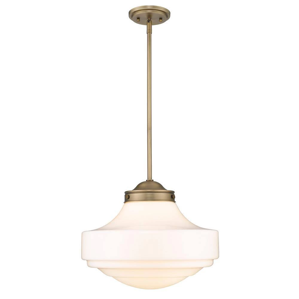 Ingalls 1-Light Modern Brass Vintage Milk Glass Standard Pendant Light by Golden Lighting 4 Ingalls 1-Light Modern Brass Vintage Milk Glass Standard Pendant Light by Golden Lighting - Image 2