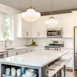 Ingalls 1-Light Modern Brass Vintage Milk Glass Standard Pendant Light by Golden Lighting 14 Ingalls 1-Light Modern Brass Vintage Milk Glass Standard Pendant Light by Golden Lighting -Golden Lighting Shop modern brass vintage milk glass golden lighting chandeliers 0508 l mbs vmg fa 1000