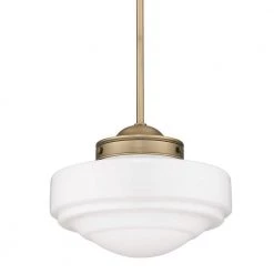Ingalls 1-Light Modern Brass Vintage Milk Glass Standard Pendant Light by Golden Lighting -Golden Lighting Shop modern brass vintage milk glass golden lighting chandeliers 0508 m mbs vmg 1f 1000