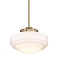 Ingalls 1-Light Modern Brass Vintage Milk Glass Standard Pendant Light by Golden Lighting -Golden Lighting Shop modern brass vintage milk glass golden lighting chandeliers 0508 m mbs vmg 4f 1000