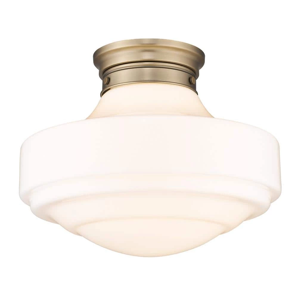 Ingalls 16.0 in. 1-Light Modern Brass Vintage Milk Glass Semi-Flush Mount by Golden Lighting 3 Ingalls 16.0 in. 1-Light Modern Brass Vintage Milk Glass Semi-Flush Mount by Golden Lighting