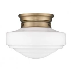 Ingalls 12.0 in. 1-Light Modern Brass Vintage Milk Glass Semi-Flush Mount by Golden Lighting -Golden Lighting Shop modern brass vintage milk glass golden lighting flush mount lights 0508 sf mbs vmg 1f 1000