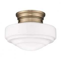 Ingalls 12.0 in. 1-Light Modern Brass Vintage Milk Glass Semi-Flush Mount by Golden Lighting -Golden Lighting Shop modern brass vintage milk glass golden lighting flush mount lights 0508 sf mbs vmg 4f 1000