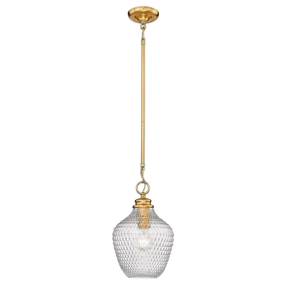 Adeline 1-Light Modern Brushed Gold Empire Pendant Light with Clear Glass Shade by Golden Lighting 4 Adeline 1-Light Modern Brushed Gold Empire Pendant Light with Clear Glass Shade by Golden Lighting - Image 2