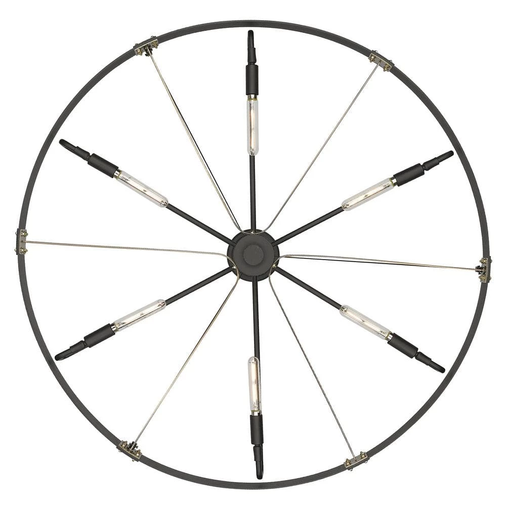 Vaughn 6-Light Natural Black Aged Brass Accents Wagon Wheel Large Pendant Light by Golden Lighting 7 Vaughn 6-Light Natural Black Aged Brass Accents Wagon Wheel Large Pendant Light by Golden Lighting - Image 5
