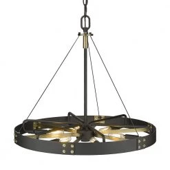Vaughn 6-Light Natural Black Aged Brass Accents Wagon Wheel Medium Pendant Light by Golden Lighting 10 Vaughn 6-Light Natural Black Aged Brass Accents Wagon Wheel Medium Pendant Light by Golden Lighting -Golden Lighting Shop natural black aged brass accents golden lighting chandeliers 3866 m nb ab 1f 1000
