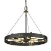 Vaughn 6-Light Natural Black Aged Brass Accents Wagon Wheel Medium Pendant Light by Golden Lighting