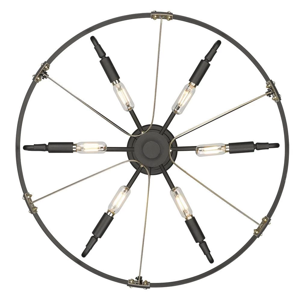 Vaughn 22.5 in. 6-Light Natural Black Aged Brass Accents Semi-Flush Mount by Golden Lighting 6 Vaughn 22.5 in. 6-Light Natural Black Aged Brass Accents Semi-Flush Mount by Golden Lighting - Image 4