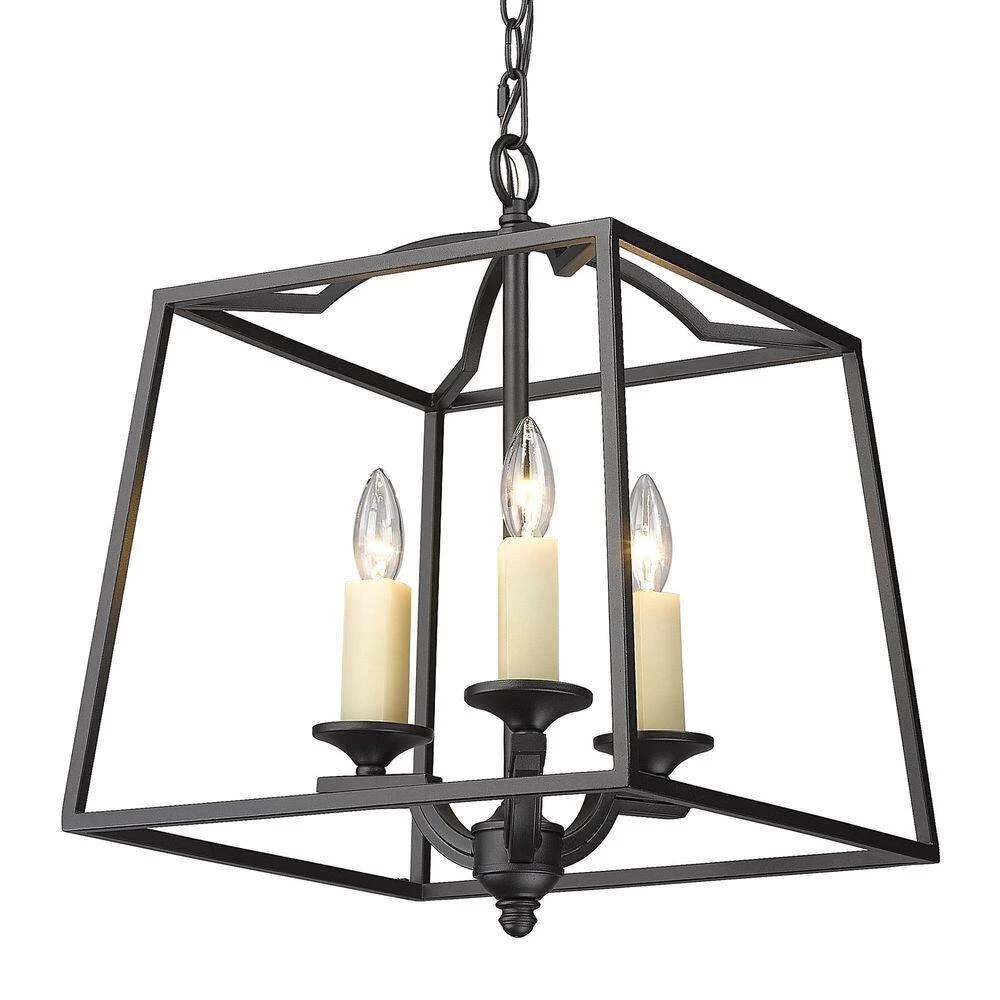 Athena 3-Light Natural Black Traditional Pendant Light by Golden Lighting 6 Athena 3-Light Natural Black Traditional Pendant Light by Golden Lighting - Image 4