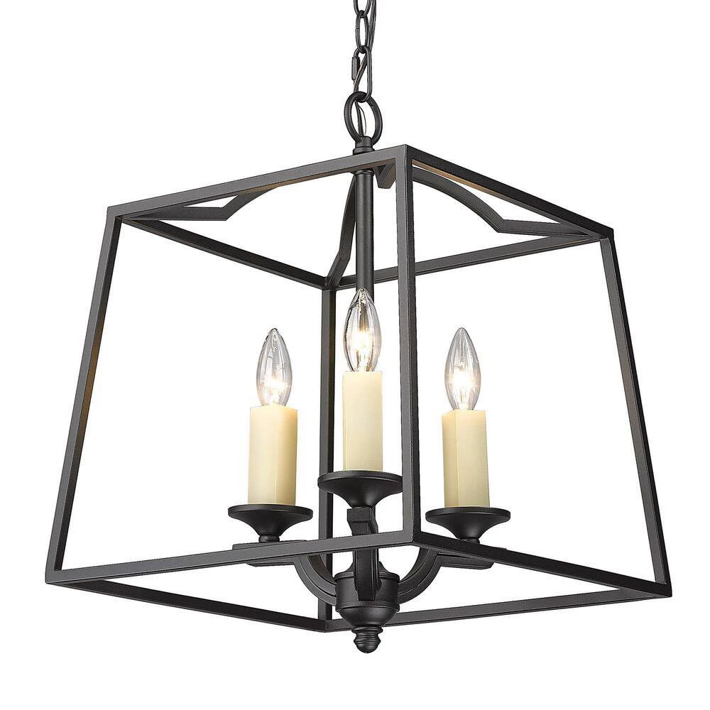 Athena 3-Light Natural Black Traditional Pendant Light by Golden Lighting 5 Athena 3-Light Natural Black Traditional Pendant Light by Golden Lighting - Image 3