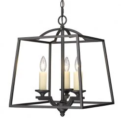 Athena 3-Light Natural Black Traditional Pendant Light by Golden Lighting