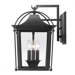 Brigham 3-Light Natural Black Outdoor Wall Lantern Sconce by Golden Lighting -Golden Lighting Shop natural black golden lighting outdoor sconces 4305 owl nb clr 4f 1000