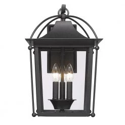 Brigham 3-Light Natural Black Outdoor Wall Lantern Sconce by Golden Lighting -Golden Lighting Shop natural black golden lighting outdoor sconces 4305 owl nb clr c3 1000