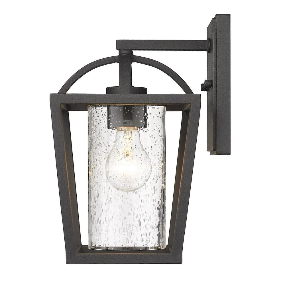 Mercer 1-Light Natural Black Seeded Glass Hardwired Outdoor Wall Lantern Sconce by Golden Lighting 6 Mercer 1-Light Natural Black Seeded Glass Hardwired Outdoor Wall Lantern Sconce by Golden Lighting - Image 4