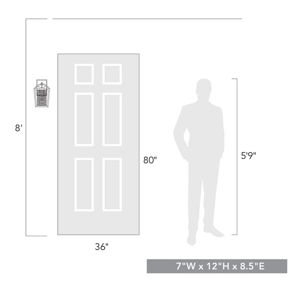 Mercer 1-Light Natural Black Seeded Glass Hardwired Outdoor Wall Lantern Sconce by Golden Lighting 9 Mercer 1-Light Natural Black Seeded Glass Hardwired Outdoor Wall Lantern Sconce by Golden Lighting - Image 7