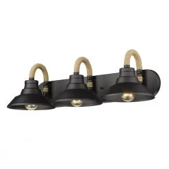 Journey 3-Light Natural Black Vanity Light by Golden Lighting