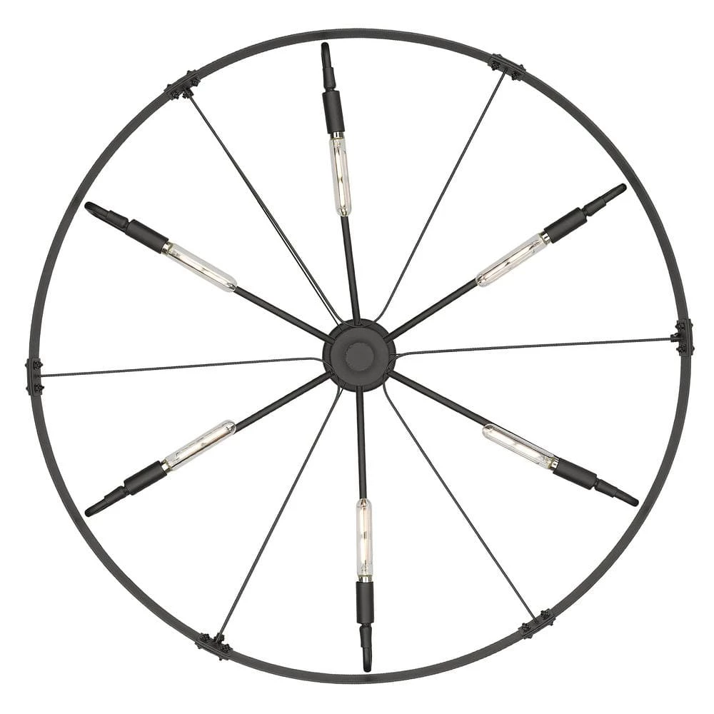 Vaughn 6-Light Natural Black Wagon Wheel Chandelier by Golden Lighting 7 Vaughn 6-Light Natural Black Wagon Wheel Chandelier by Golden Lighting - Image 5