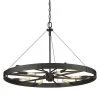 Vaughn 6-Light Natural Black Wagon Wheel Chandelier by Golden Lighting